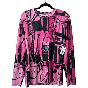 SWIMINISTA X JAMES PETER HENRY GOOD VIBES  RASHGUARD PINK BEACH BOARD SHIRT SZ L